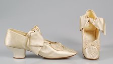 Evening shoes, French, 1885-90. Creator: GL & Company.