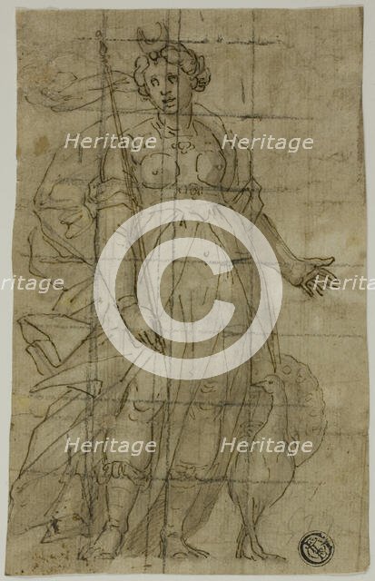 Study for Juno (or Diana) with a Peacock, 1584/85. Creators: Luca Cambiaso, Lazzaro Tavarone, Bernardo Castello.