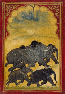 Five Galloping Elephants, Number Six of the Gajpati (Lord of Elephants)..., 19th century. Creator: Unknown.