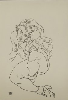 Seated Nude, 1917. Artist: Schiele, Egon (1890-1918)