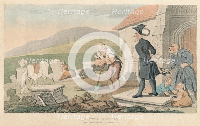 'Doctor Syntax Meditating on the Tombstones', 1820. Artist: Thomas Rowlandson.