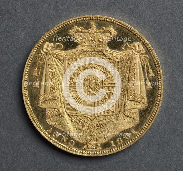 Two Pounds [pattern] (reverse), 1831. Creator: J. B. Merlen (British); William Wyon (British).