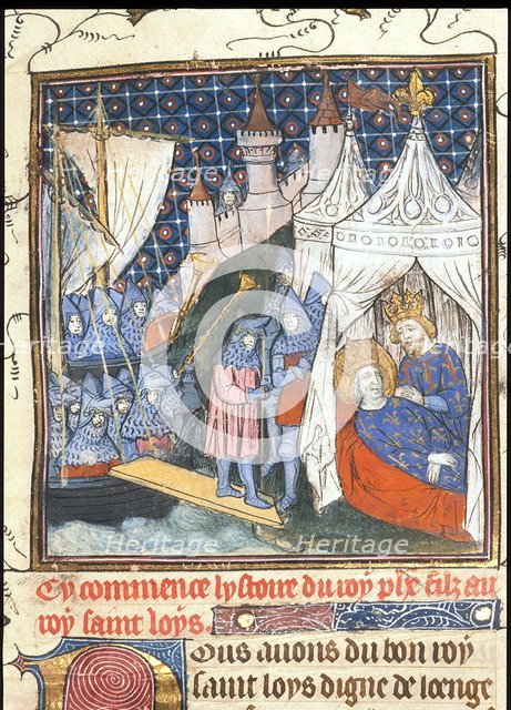 Saint Louis died during his second crusade in Tunis (From the Chroniques de France ou de St Denis), after 1380. Artist: Anonymous  