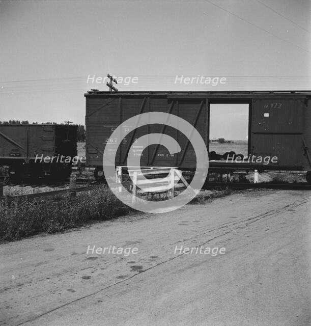 Itinerant laborers riding the freight, West side of San Joaquin Valley, California, 1938. Creator: Dorothea Lange.