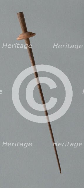 Wooden Spindle with Ceramic Whorl, Peru, 1000/1476. Creator: Unknown.