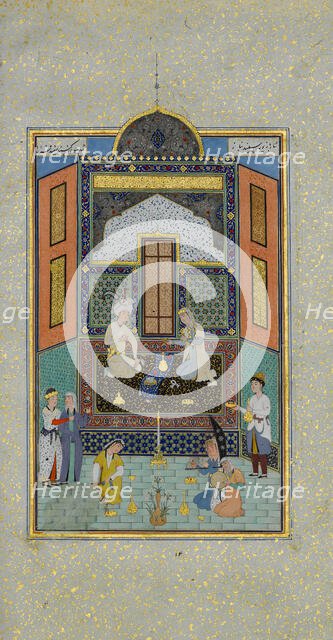 Bahram Gur in the White Palace on Friday, Folio 235 from a Khamsa..., A.H. 931/A.D. 1524-25. Creators: Shaikh Zada, Sultan Muhammad Nur.