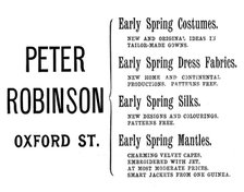 Advertisement for Peter Robinson, 1895. Creator: Unknown.