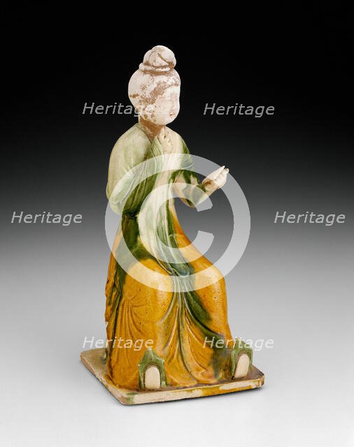 Seated Woman Holding Mirror, Tang dynasty (A.D. 618-907), first half of 8th century. Creator: Unknown.