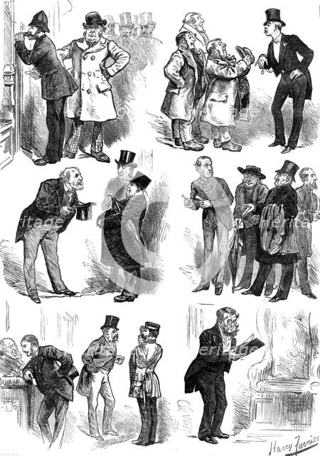 Sketches in the Lobby of the House of Commons, 1881. Creator: Unknown.