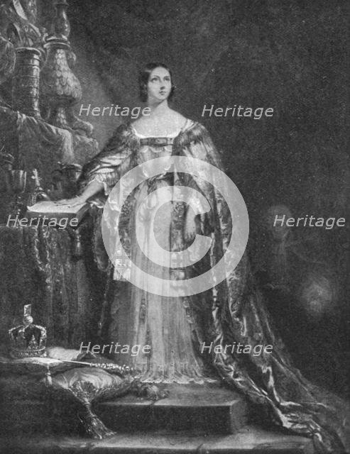 'Taking the Oath to maintain the Protestant Faith at her Coronation, June 28th, 1838', (1901).  Creator: Unknown.