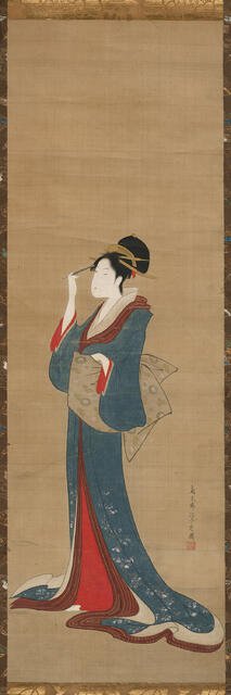 Beauty Replacing Her Hairpin, Edo period, 1798. Creator: Hosoda Eishi.