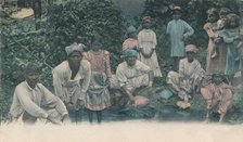 'Greetings from Jamaica. Coolies washing', 1905.  Creator: Unknown.