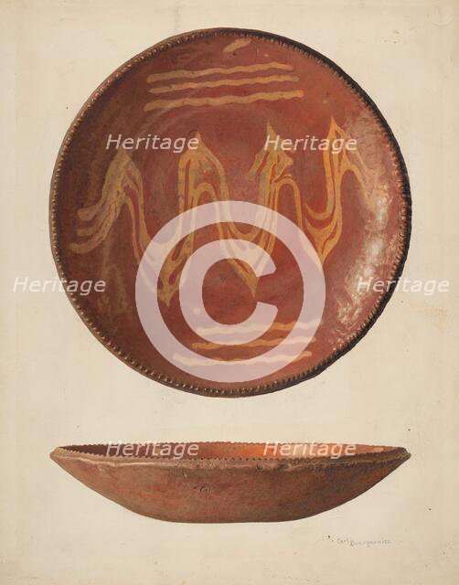 Pie Plate, c. 1938. Creator: Carl Buergerniss.