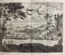 Experimenta nova. Overcoming the “horror vacui” with the “Magdeburg Hemispheres”, 1672. Creator: Guericke, Otto von (1602-1684).