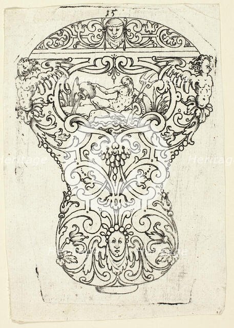 Plate 15, from twenty ornamental designs for goblets and beakers, 1604. Creator: Master AP.