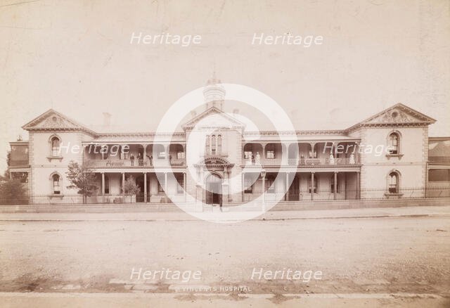 Saint Vincent's Hospital, Sydney: exterior, [between 1880 and 1889?]. Creator: Charles Bayliss.