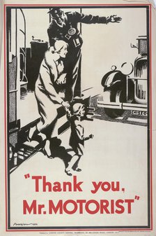 'Thank You Mr Motorist', London County Council (LCC) Tramways poster, 1932. Artist: JS Anderson
