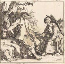 Peasant Couple at Rest, c. 1621. Creator: Jacques Callot.