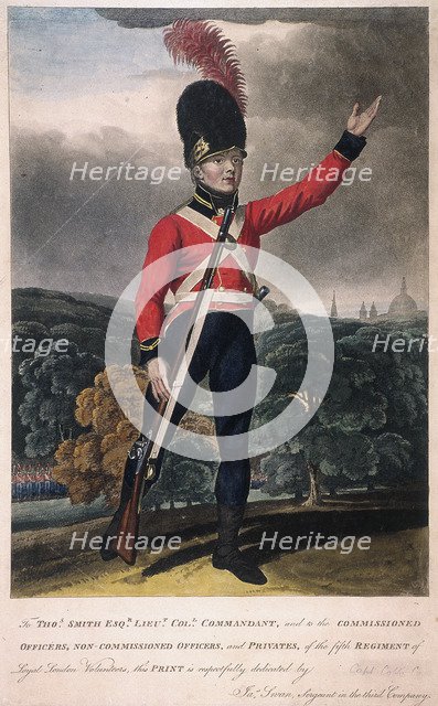 Military figure in the uniform of the fifth regiment of the Loyal London Volunteers, c1800. Artist: Anon