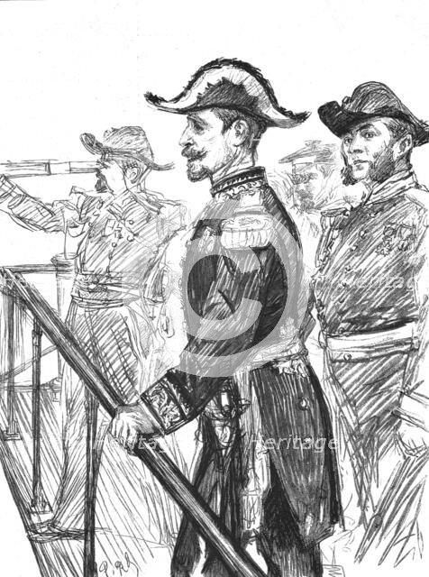 'The Visit of the French Fleet: Admiral Gervais on the Bridge of the "Marengo", 1891. Creator: Paul Charles Renouard.