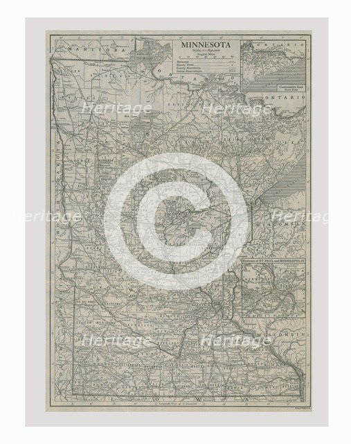 Map of Minnesota, USA, c1900s. Creator: Emery Walker Ltd.