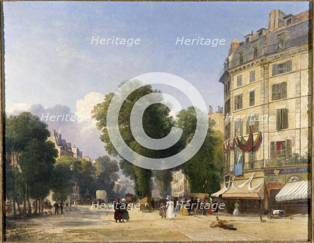 Boulevard des Capucines, at the end of rue de la Paix, 1834. Creator: Robert Stanley Colet.