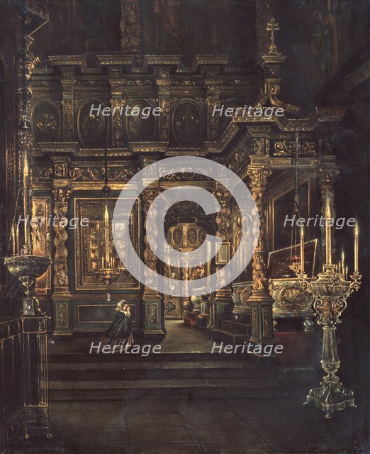 In the Assumption of the Blessed Virgin Cathedral in Rostov, 1862. Artist: Yurov, Grigori Vasilyevich (?-after 1896)