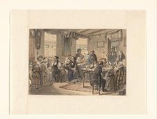 Wedding celebration in a Frisian family home, 1833-1890.  Creator: Johan Coenraad Leich.