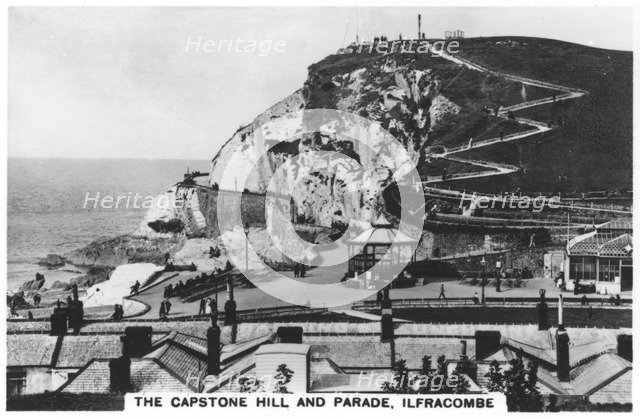 The Capstone Hill, and parade, Ilfracombe, 1936. Artist: Unknown
