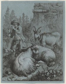 Goatherd Piping to Four Goats. Creator: Francesco Londonio.