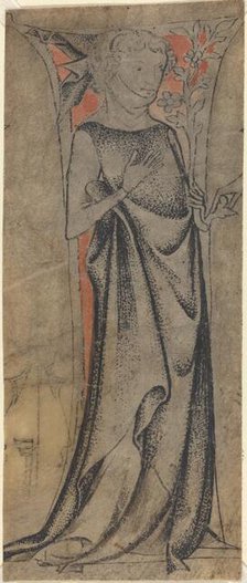 Standing Youth with a Branch, c. 1325. Creator: Unknown.