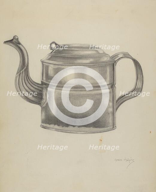 Teapot, 1935/1942. Creator: Grace Halpin.