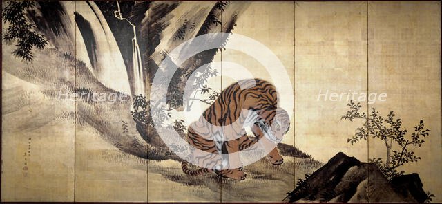 Tigers in a Landscape, 1884. Creator: Kunii Obun.