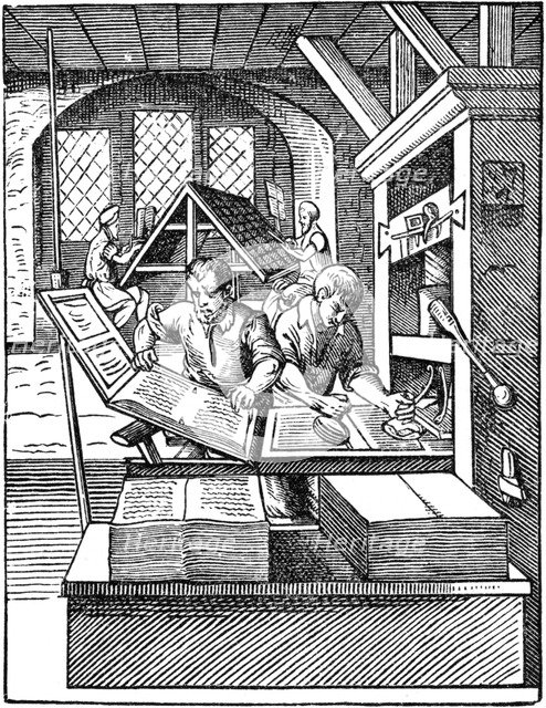 'The Printer's Workshop', 1568.   Artist: Jost Amman