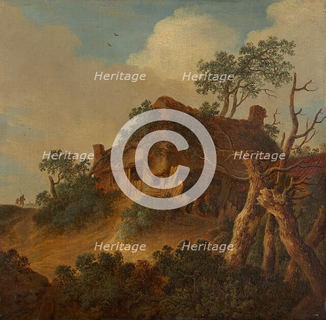 Landscape with Farm House on a Hill, c1660-1670. Creator: Cornelis van Zwieten.