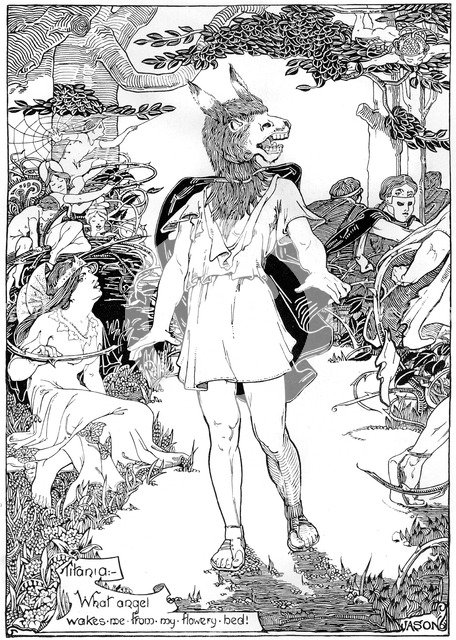 'Bottom' in scene from William Shakespeare's Midsummer Night's Dream, 1898. Artist: Unknown