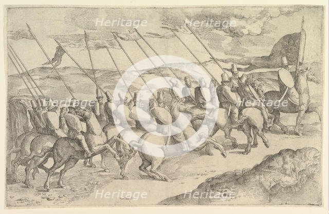 A Company of Horsemen. Creator: Battista Franco Veneziano.