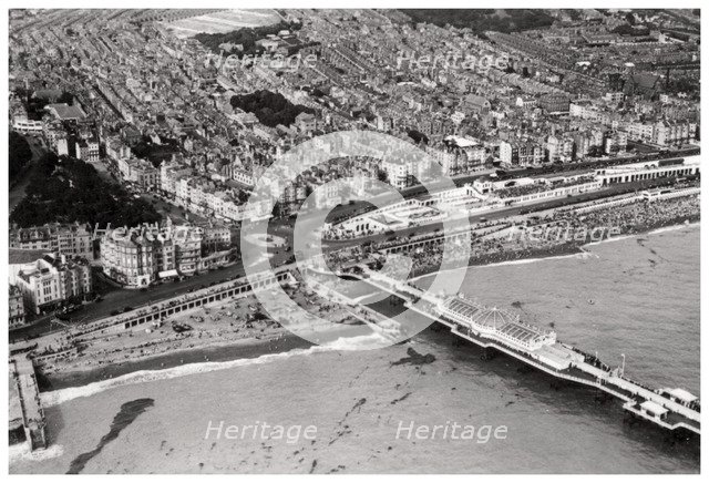 Aerial view of Brighton, Sussex, from a Zeppelin, 1931 (1933). Artist: Unknown