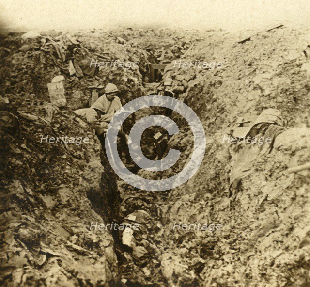 German trenches destroyed by shelling, Verdun, northern France, c1914-c1918. Artist: Unknown.