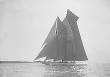The 380 ton A Class schooner 'Margherita' sailing on a reach, 1913. Creator: Kirk & Sons of Cowes.