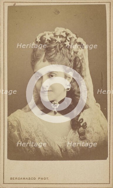 Portrait of the opera singer Adelina Patti (1843-1919), 1870-1875. Creator: Bergamasco, Charles (Karl) (1830-1896).