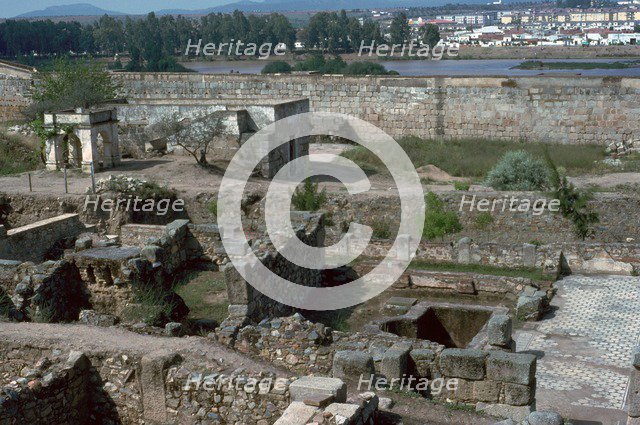 The Alcazaba and River Guardiana in Merida. Artist: Unknown