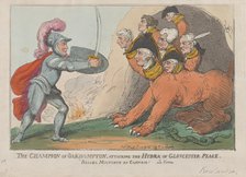 The Champion of Oakhampton, Attacking the Hydra of Gloucester Place, March 15, 1809., March 15, 1809 Creator: Thomas Rowlandson.