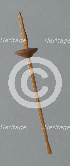 Wooden Spindle with Ceramic Whorl, Peru, 1000/1476. Creator: Unknown.
