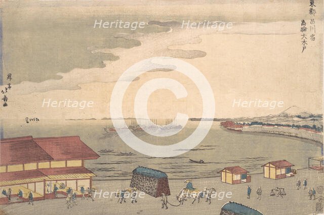 Shore Scene Showing European Influence. Creator: Shotei Hokuju.