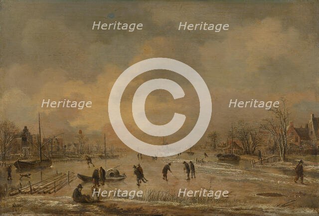 Winter Landscape with Houses, c1630-1670. Creator: Aert van der Neer.