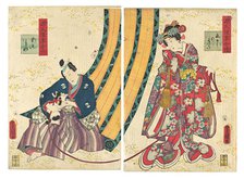 Parody of the Third Princess and Kashiwagi: “Chapter 50: A Hut in the Easter..., 1858, second month. Creator: Utagawa Kunisada.