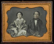 Portrait of a Seated Woman and Man, about 1850s. Creator: Unknown.