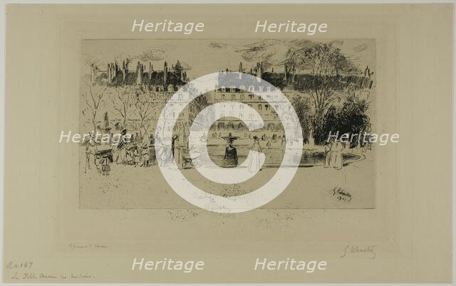 Little Pond at the Tuileries, 1901. Creator: Gustave Leheutre.