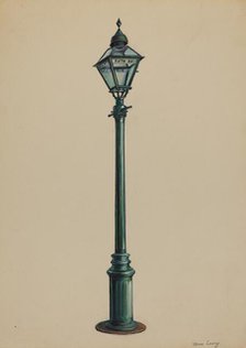 Gas Street Lamp, 1936. Creator: Mina Lowry.